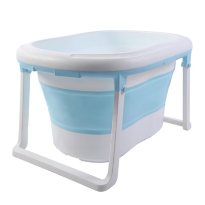 Blue big size plastic portable baby foldable bath tub